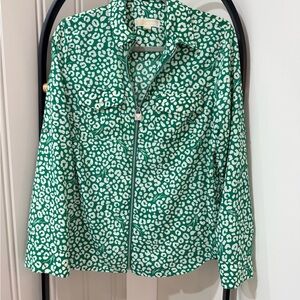 Michael Kors Green and White Patterned Blouse
